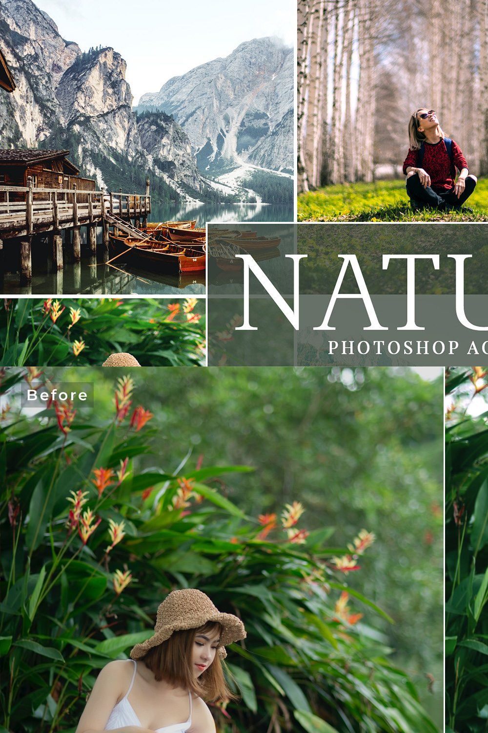 Nature Photoshop Actions pinterest preview image.