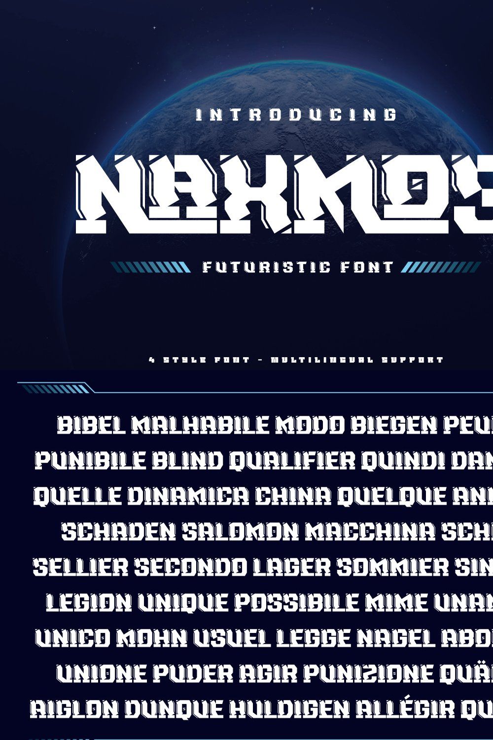 NAXMOS | Futuristic Font pinterest preview image.