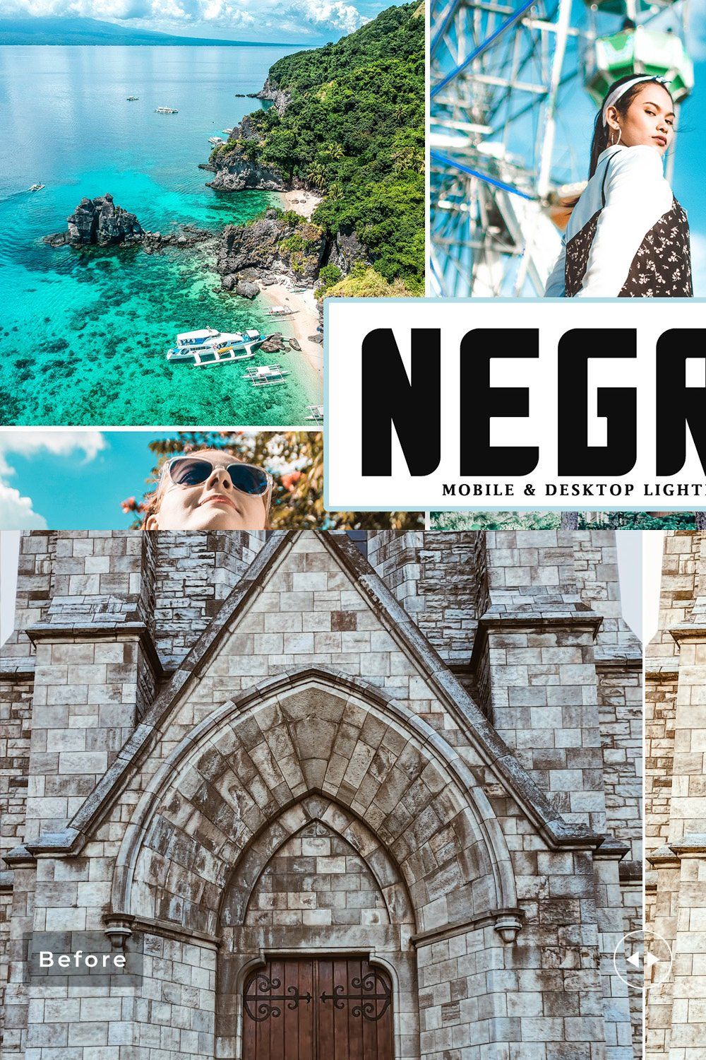 Negros Lightroom Presets Pack pinterest preview image.