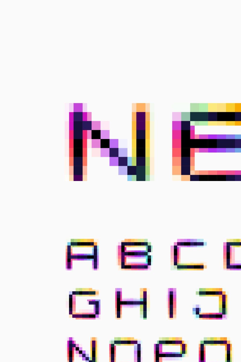 Neo Pixel pixel hologram glitch font pinterest preview image.