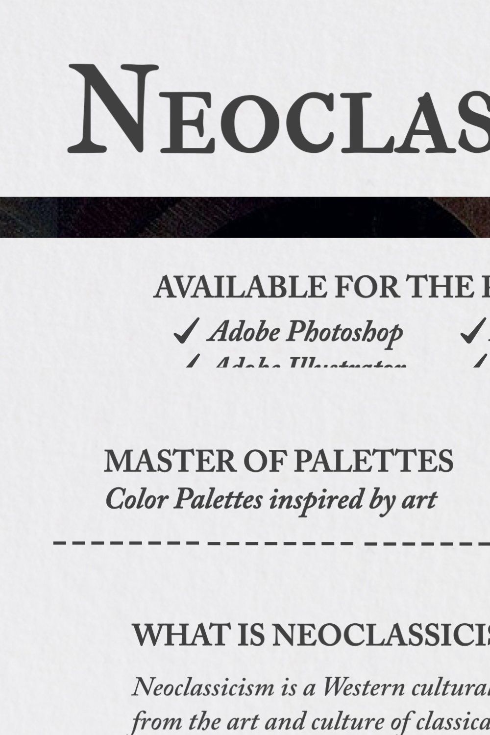Neoclassicism Procreate Palettes pinterest preview image.