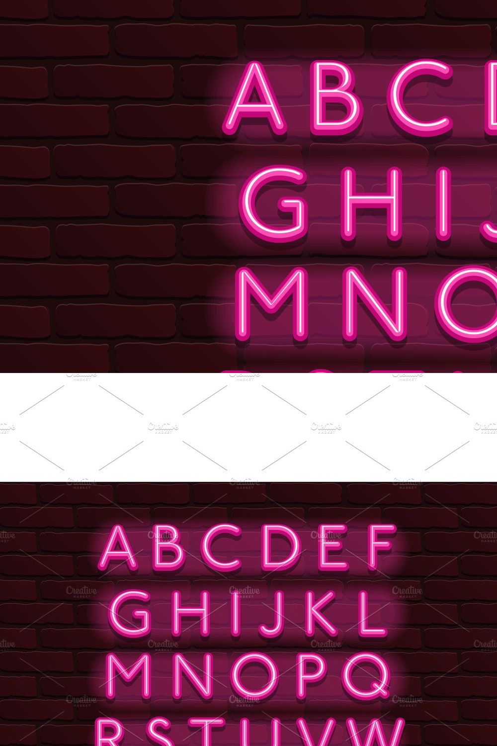 Neon Banner alphabet font bricks pinterest preview image.