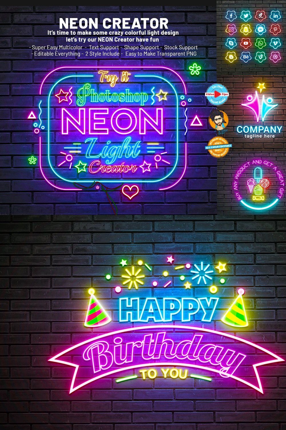 Neon Effect Creator pinterest preview image.
