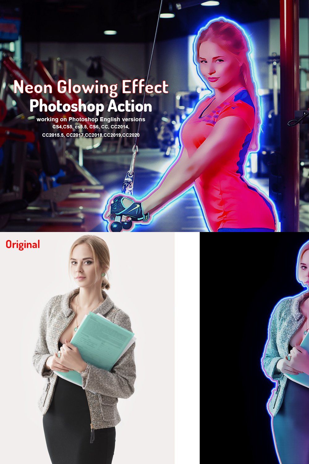 Neon Glowing Effect Photoshop pinterest preview image.
