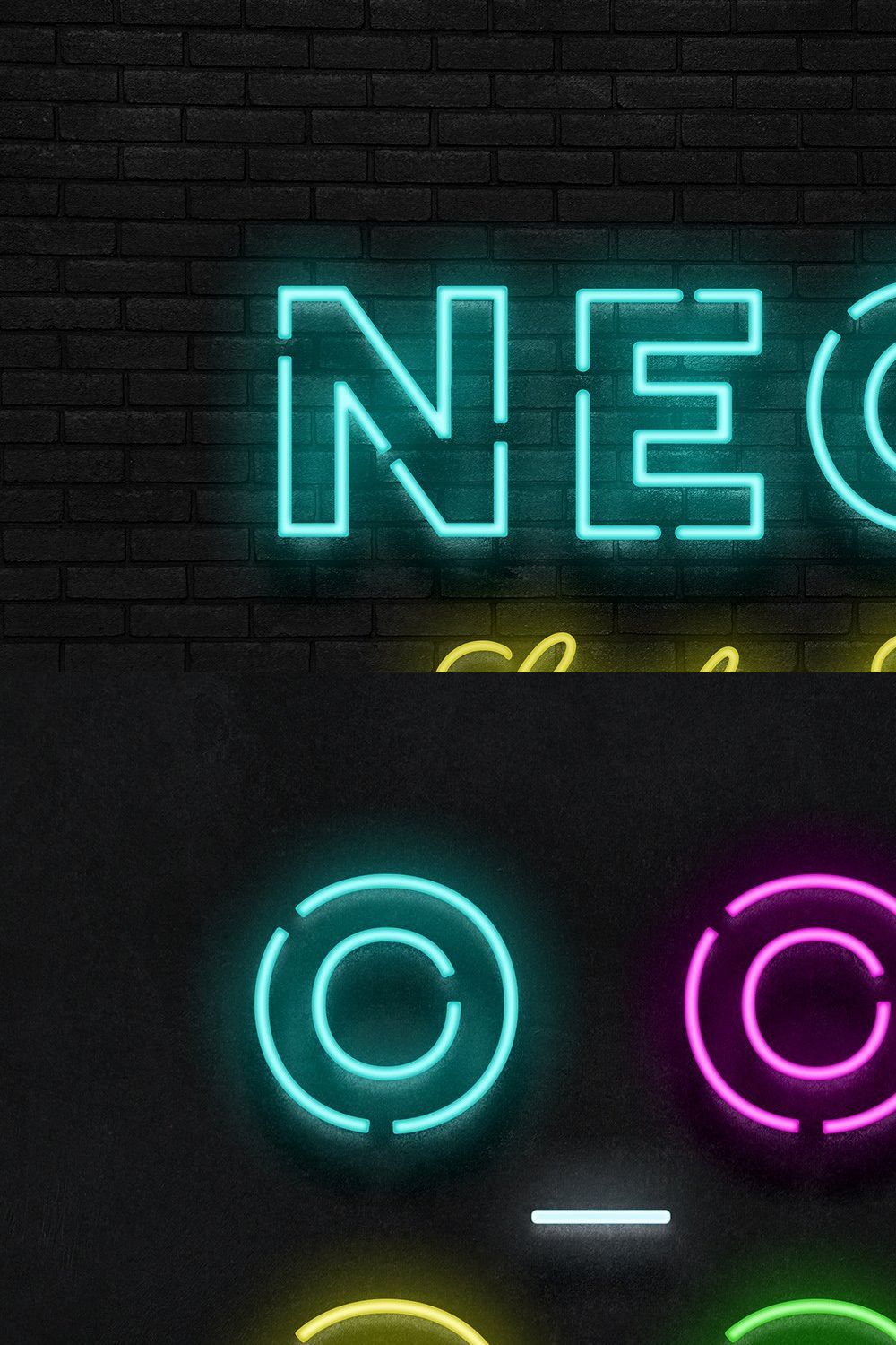 Neon Layer Styles for Photoshop pinterest preview image.