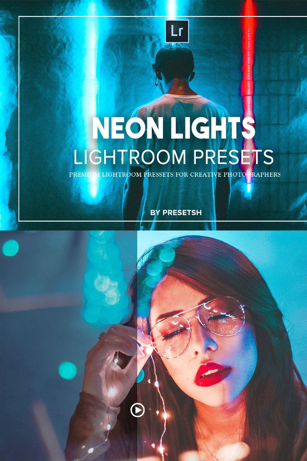 Neon Light Lightroom Presets pinterest preview image.