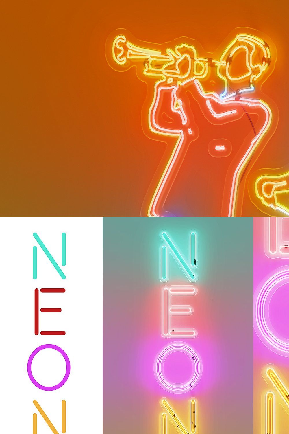 Neon Lights Photoshop Effect pinterest preview image.