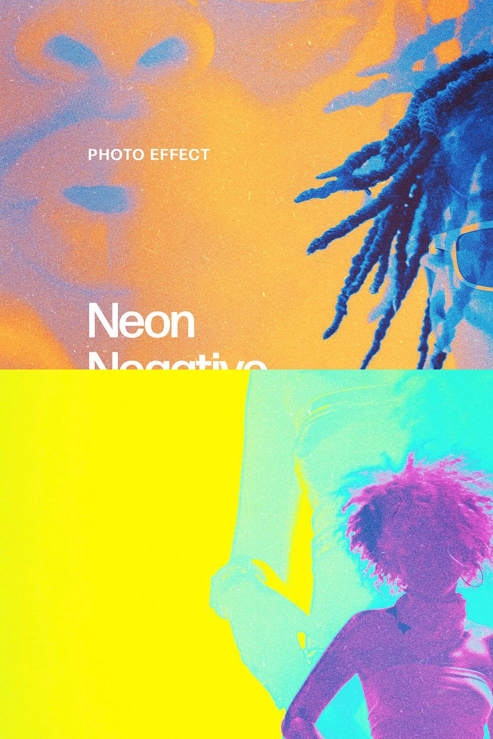 Neon Negative Photo Effect pinterest preview image.