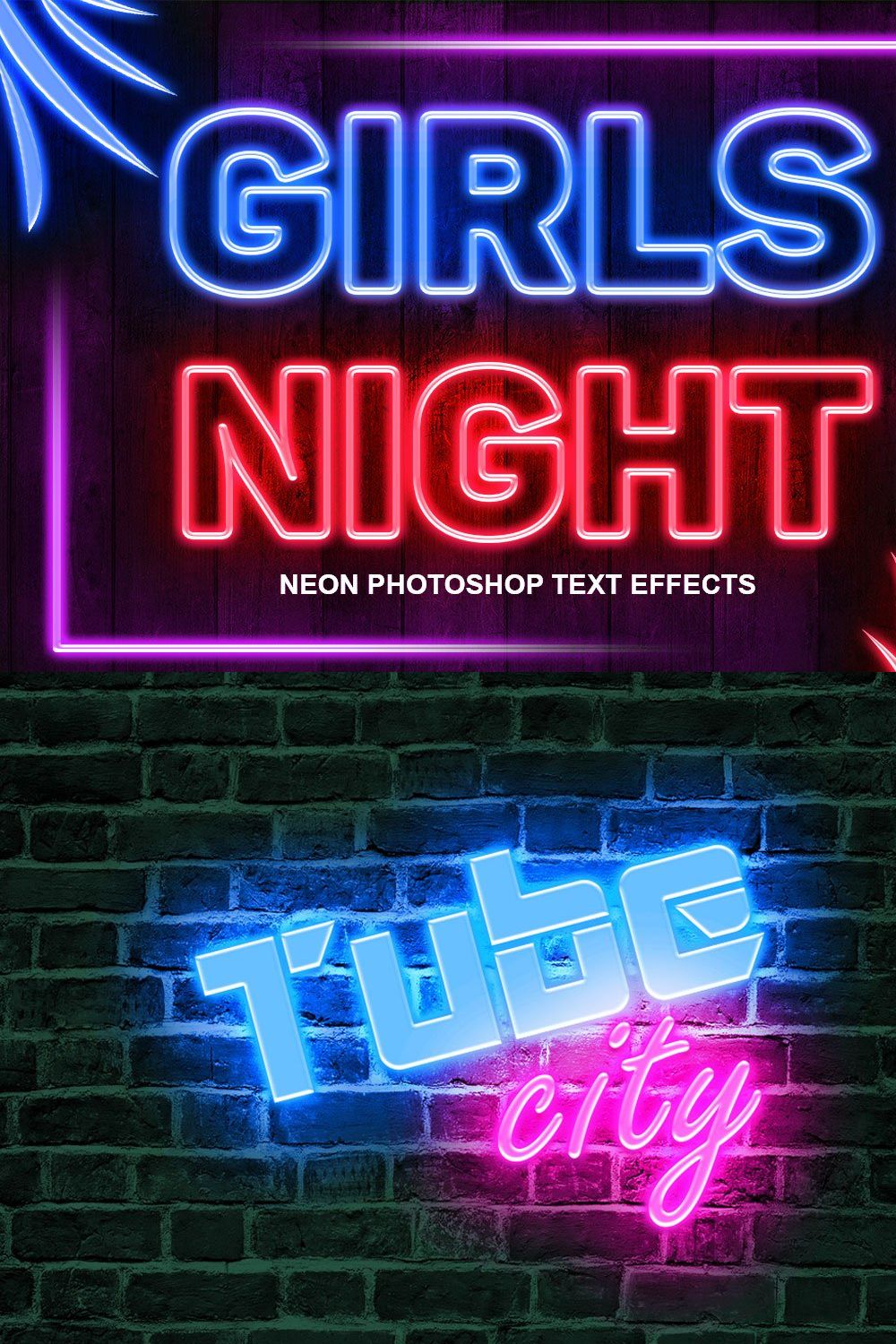 Neon Photoshop Action pinterest preview image.