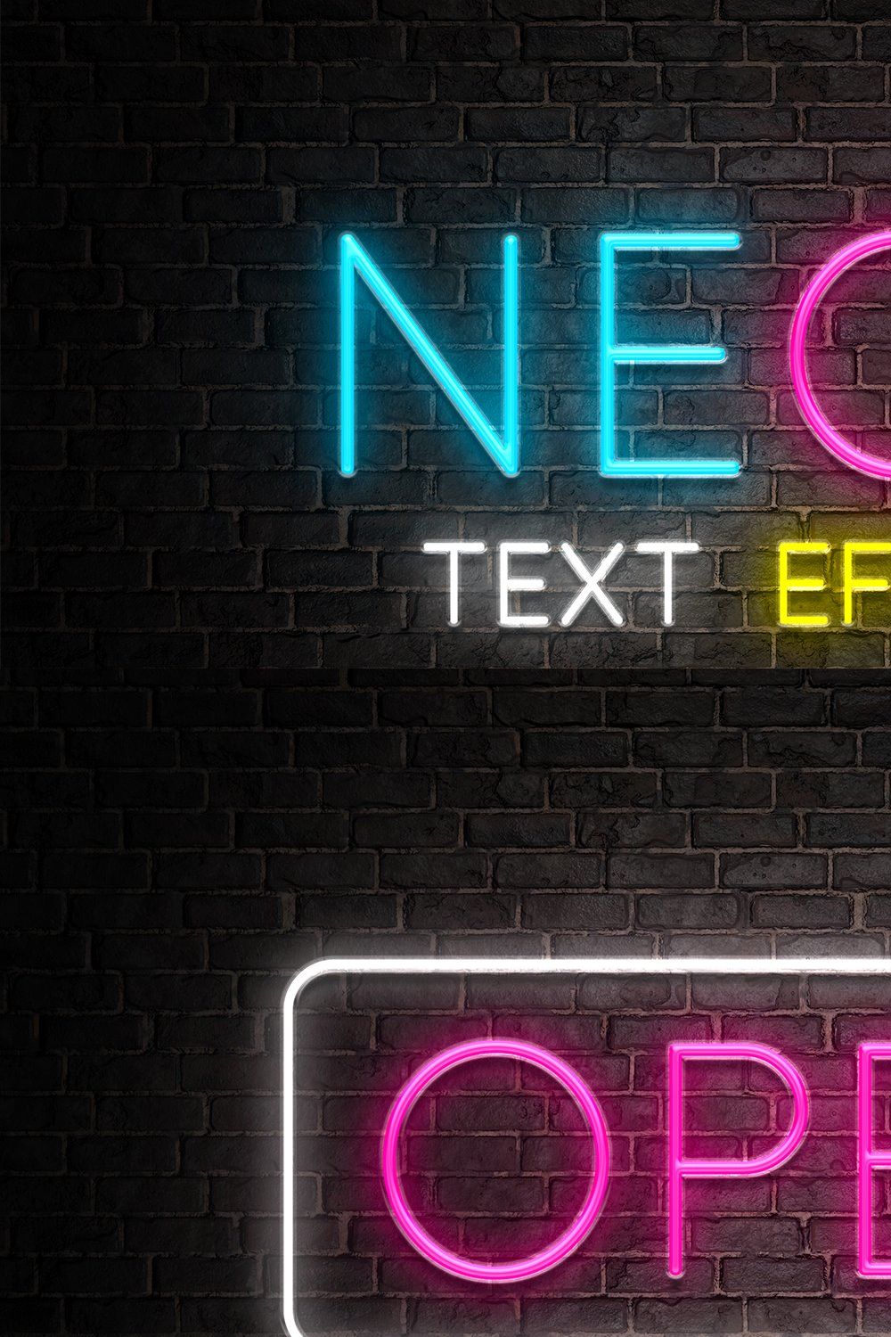 Neon text effect pinterest preview image.