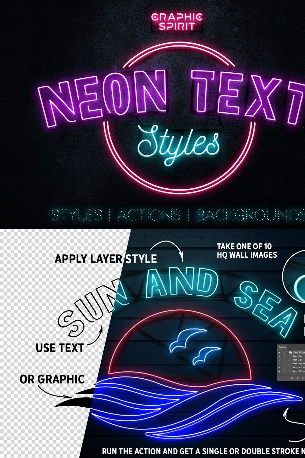 Neon Text Layer Styles FREE BRUSHES pinterest preview image.