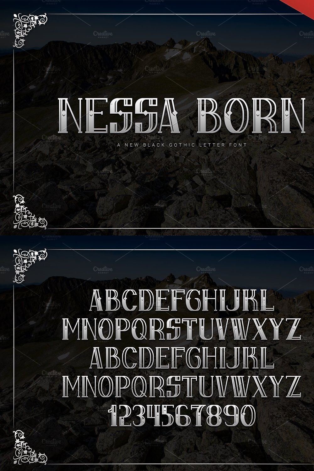 Nessa Born - Black Label Font pinterest preview image.