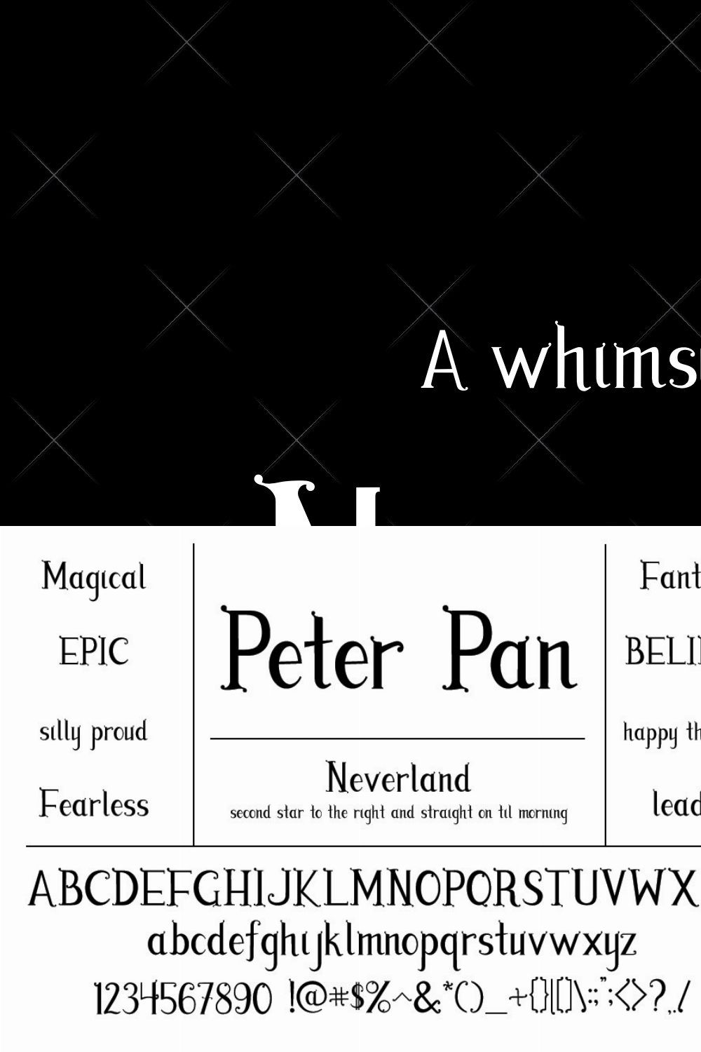 Neverland Whimsical Font pinterest preview image.