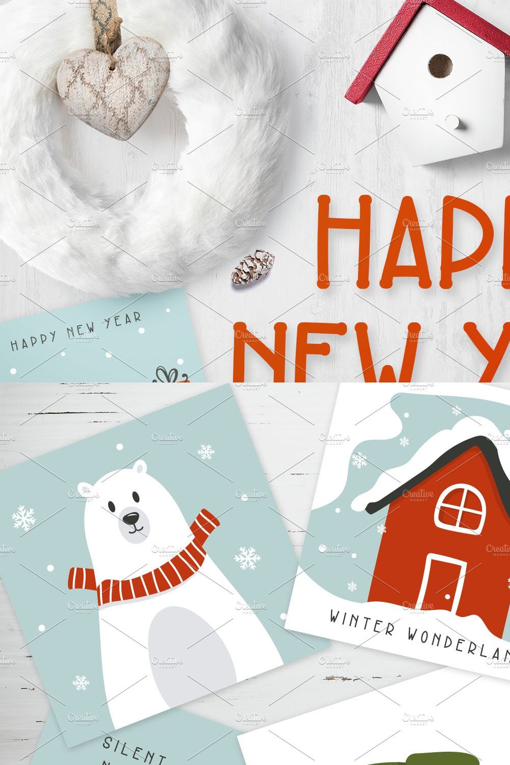 New Year Font and Graphics Pack pinterest preview image.