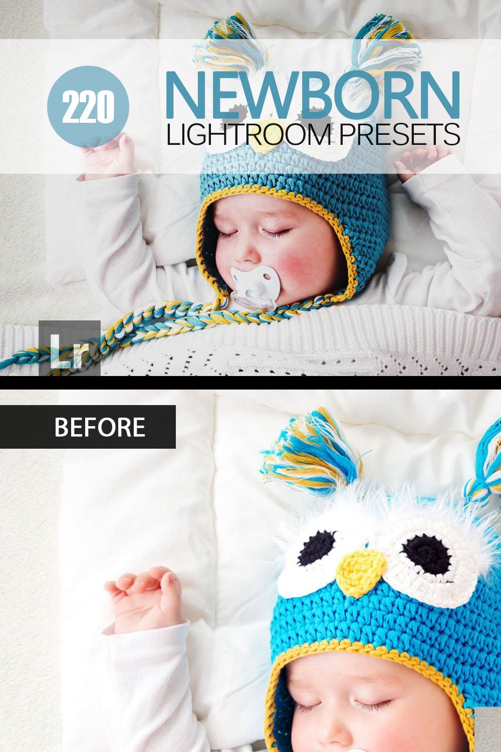 Newborn Lightroom Presets bundle pinterest preview image.