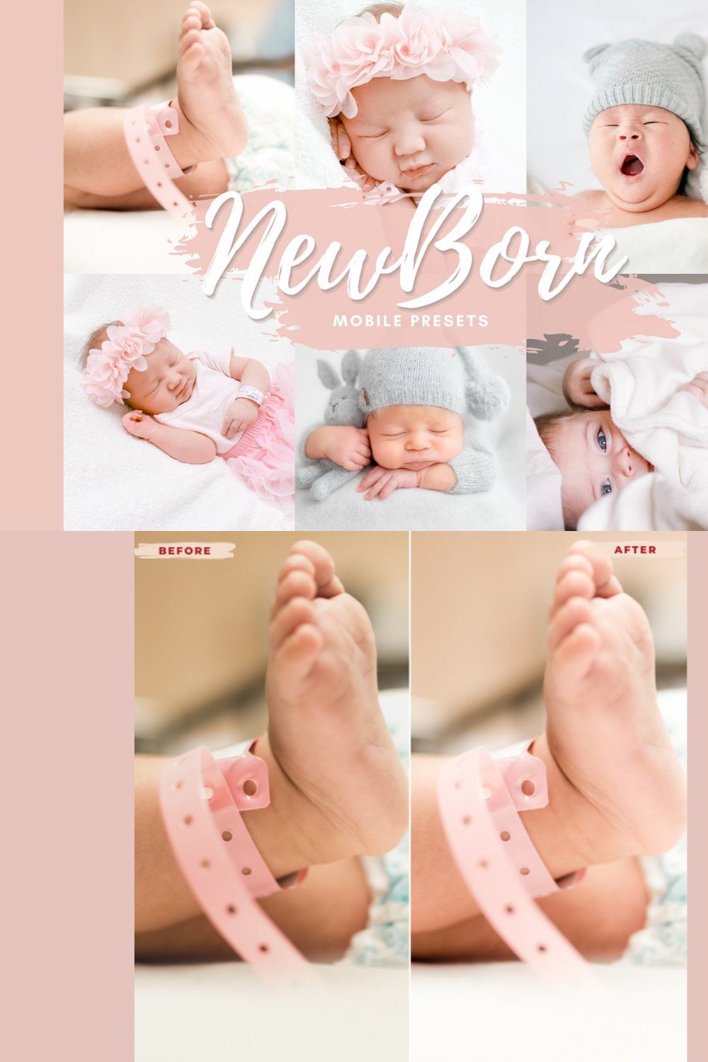 NEWBORN Mobile Lightroom Presets pinterest preview image.