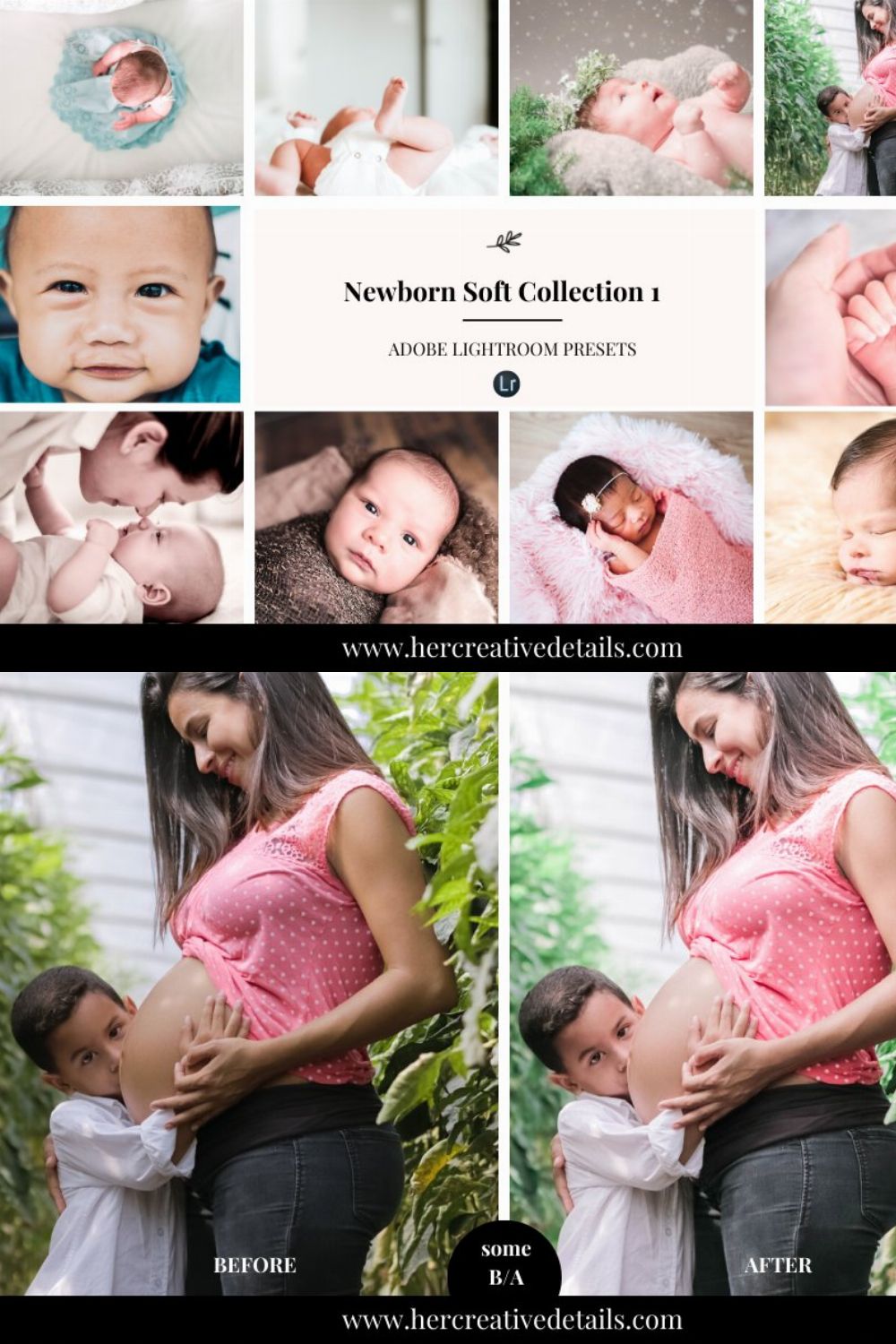 Newborn presets Soft Collection pinterest preview image.