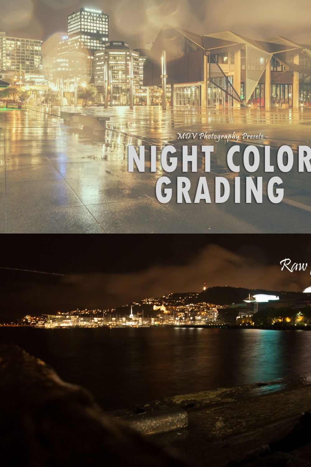 Night Color Grading - LR presets pinterest preview image.