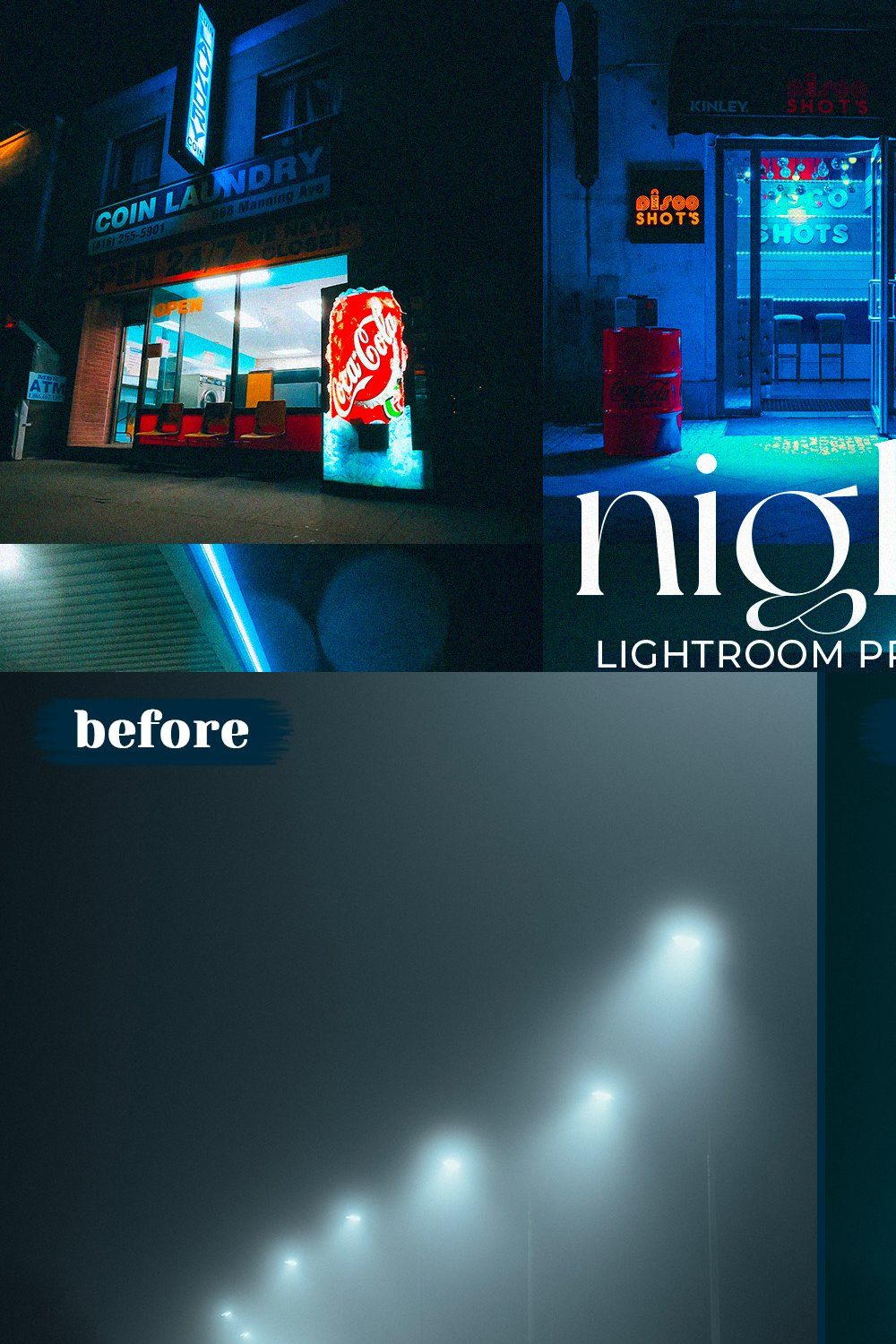 Night Lightroom Presets pinterest preview image.