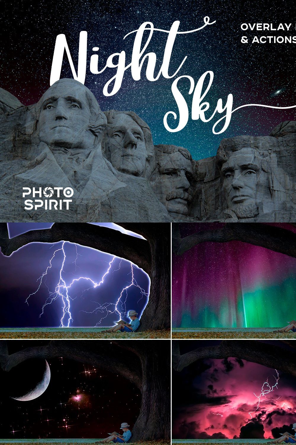 Night Sky Background Overlays pinterest preview image.