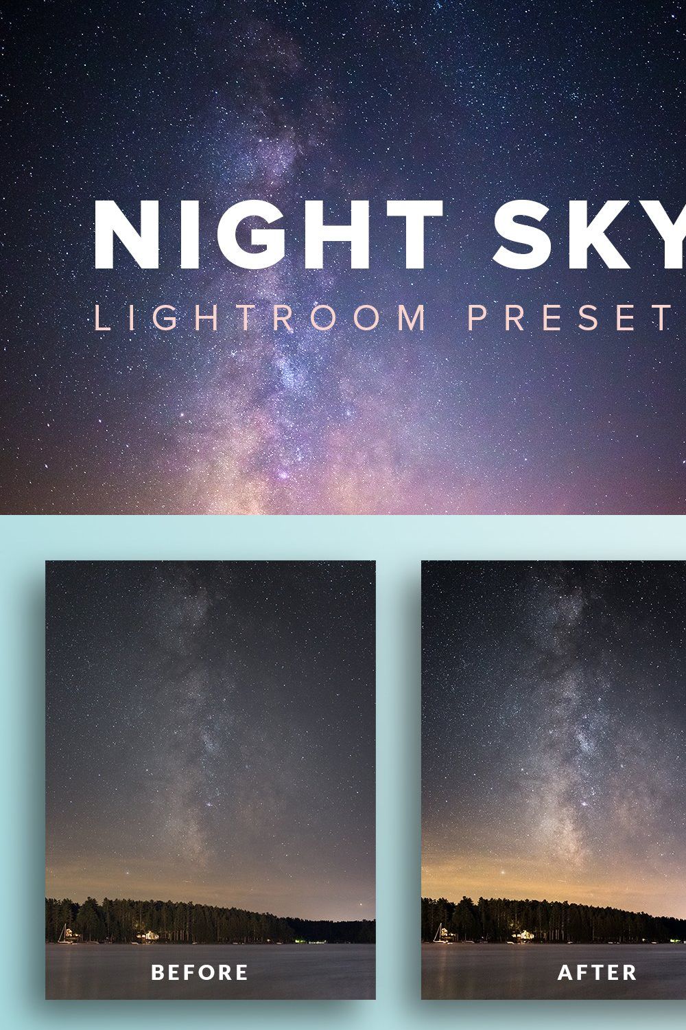 Night Sky Lightroom Presets pinterest preview image.