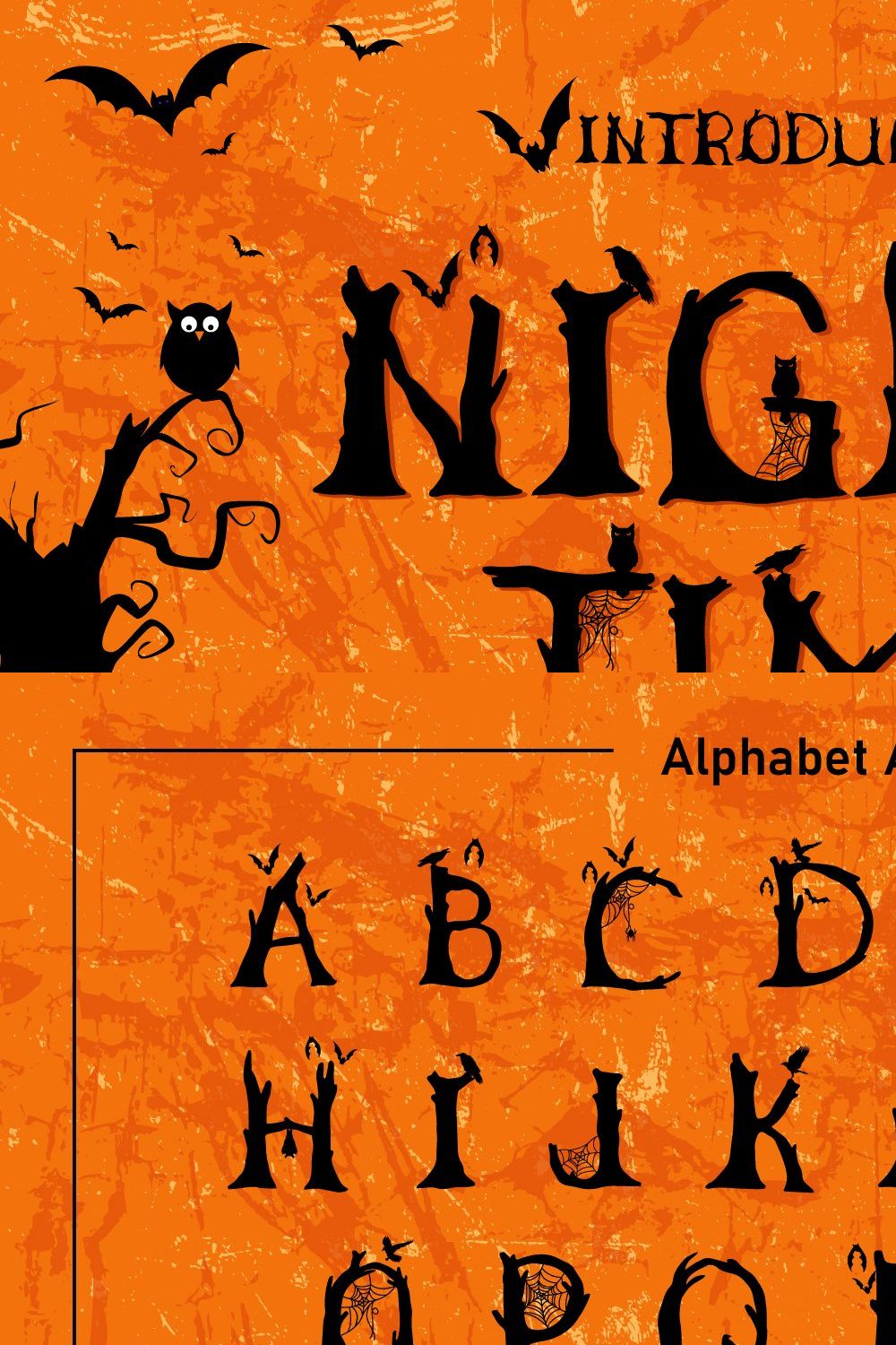 Night Time Fonts pinterest preview image.