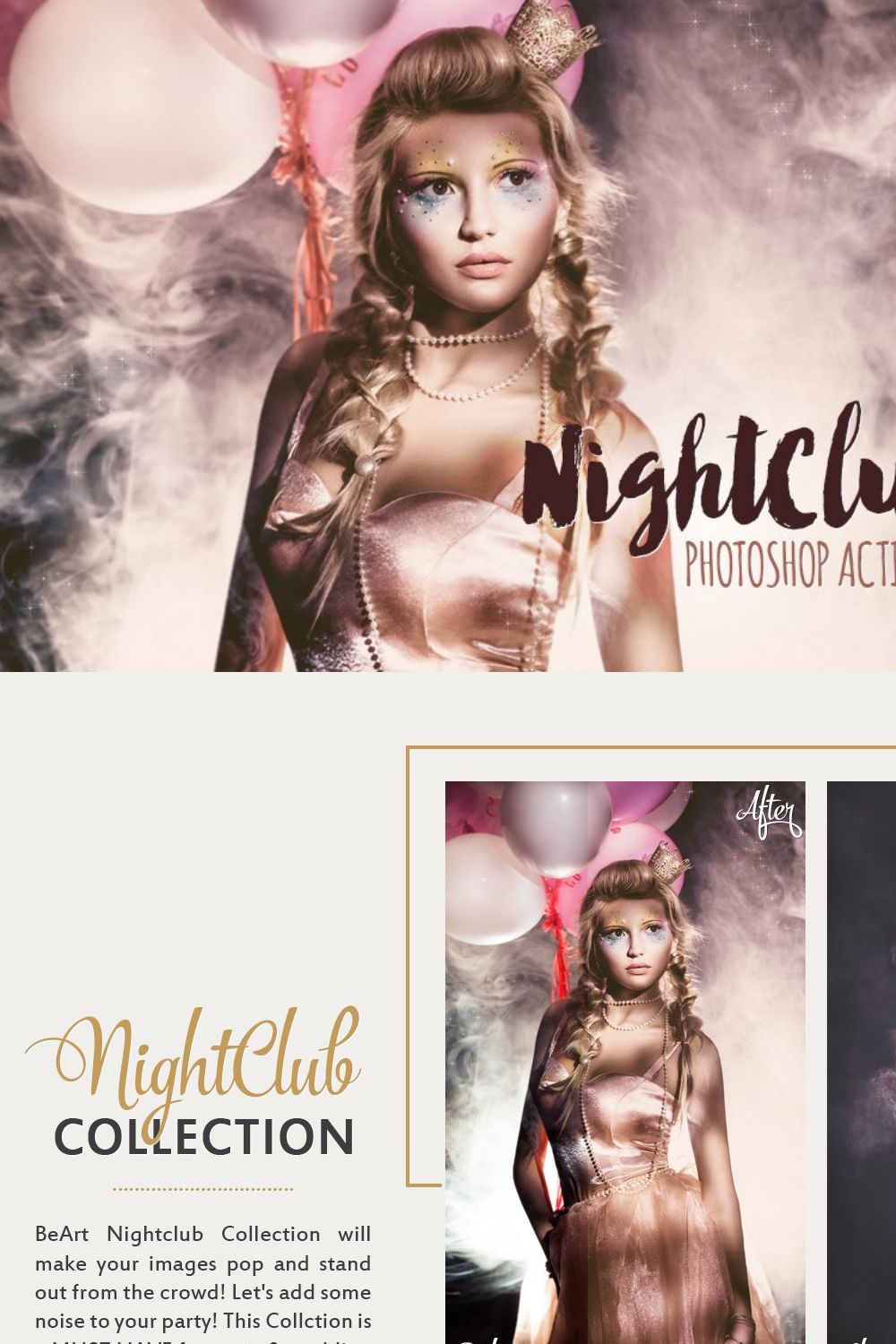 Nightclub Party Photoshop Actions pinterest preview image.