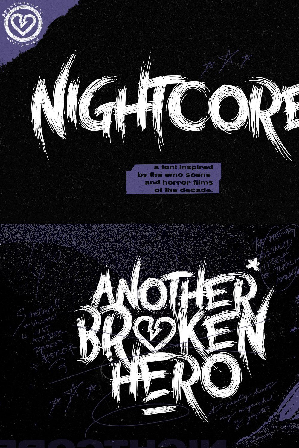 Nightcore - Emo Horror Font pinterest preview image.