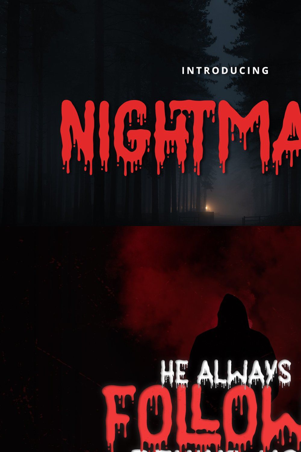 Nightmare - Horror Display Font pinterest preview image.