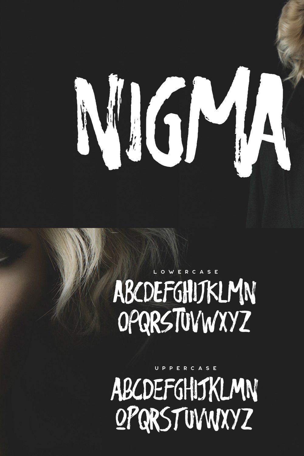 Nigma - Brush Font pinterest preview image.