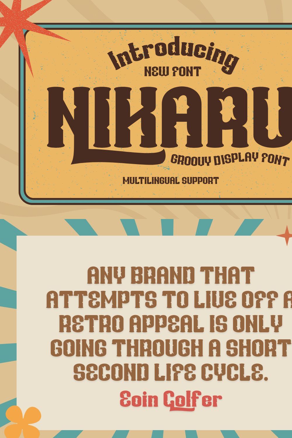 NIKARU | Groovy Retro Font pinterest preview image.