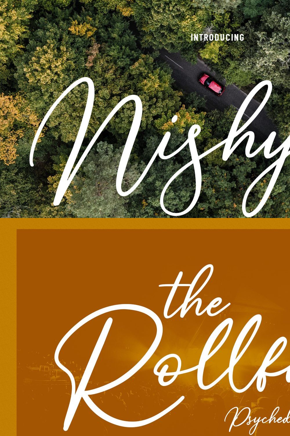 Nishyad Signature Script Font pinterest preview image.