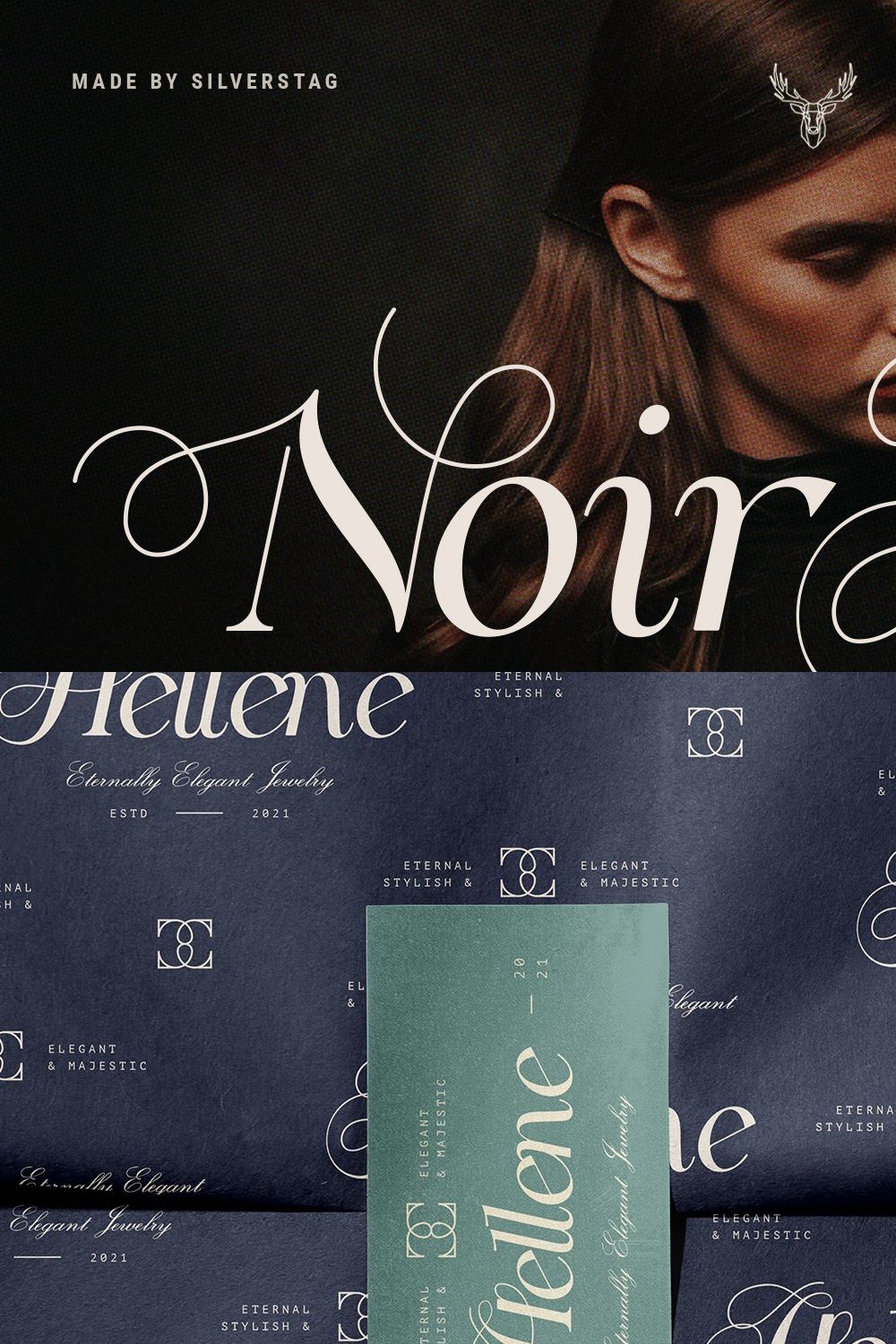 Noir Jolie - Modern Ligature Serif pinterest preview image.