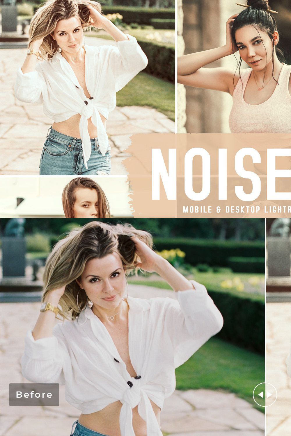 Noisette Pro Lightroom Presets pinterest preview image.