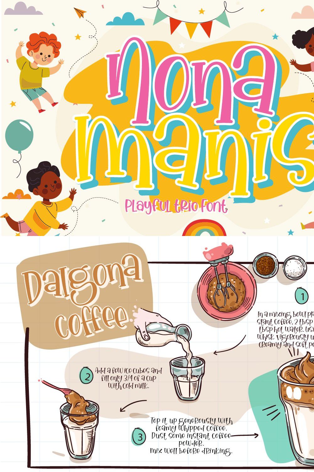 Nona Manis - Handwritten Trio Fonts pinterest preview image.