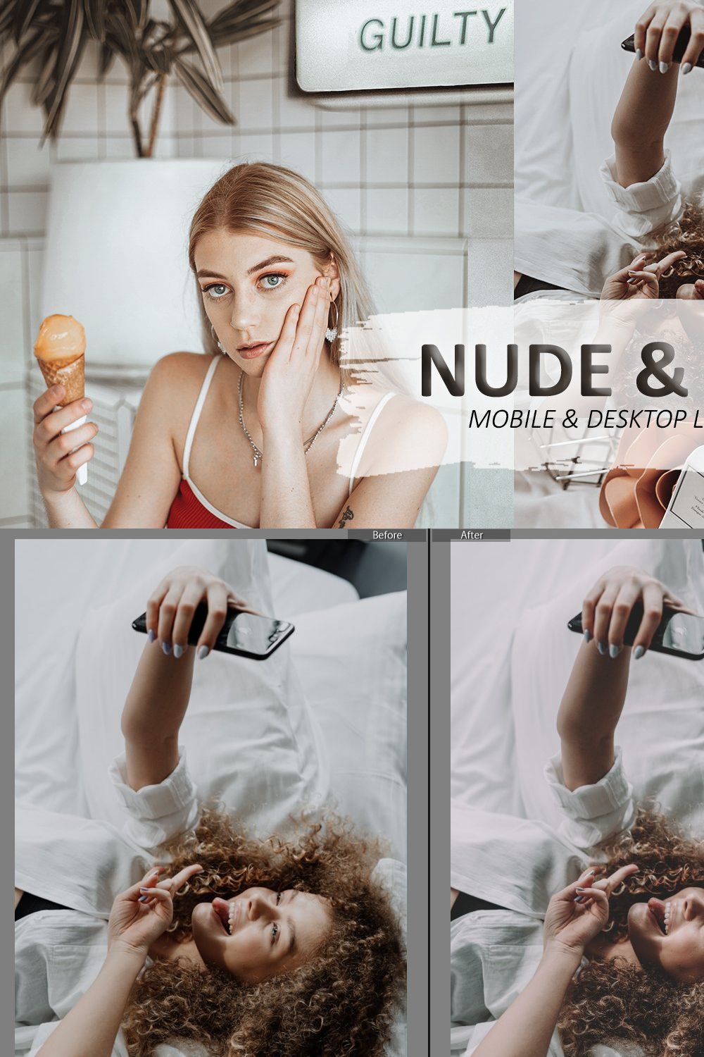 Nude and Beauty Lightroom Presets pinterest preview image.