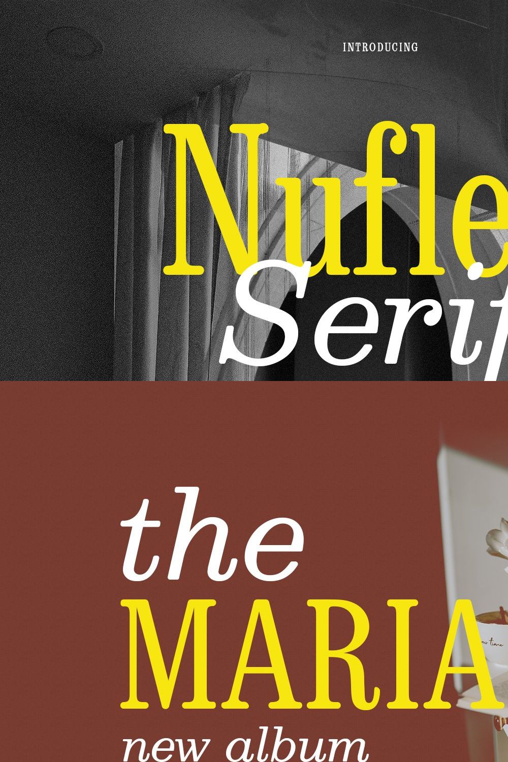 Nuflek Display Serif Font pinterest preview image.