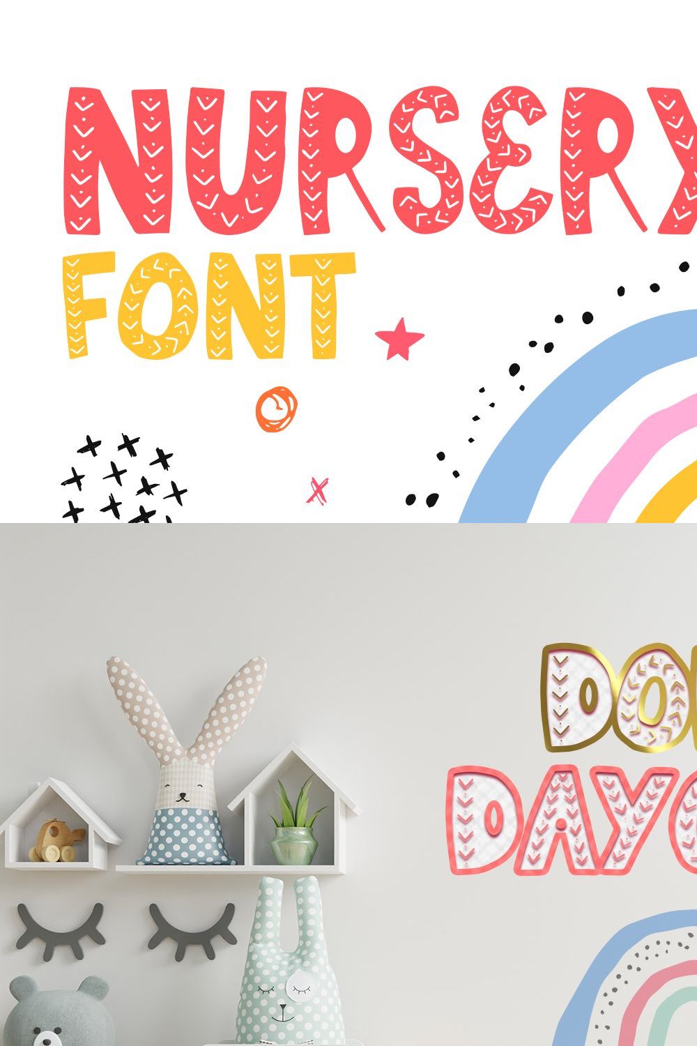 Nursery Font pinterest preview image.