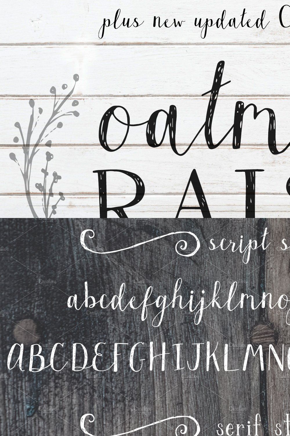 Oatmeal Raisin Font Duo + Graphics pinterest preview image.
