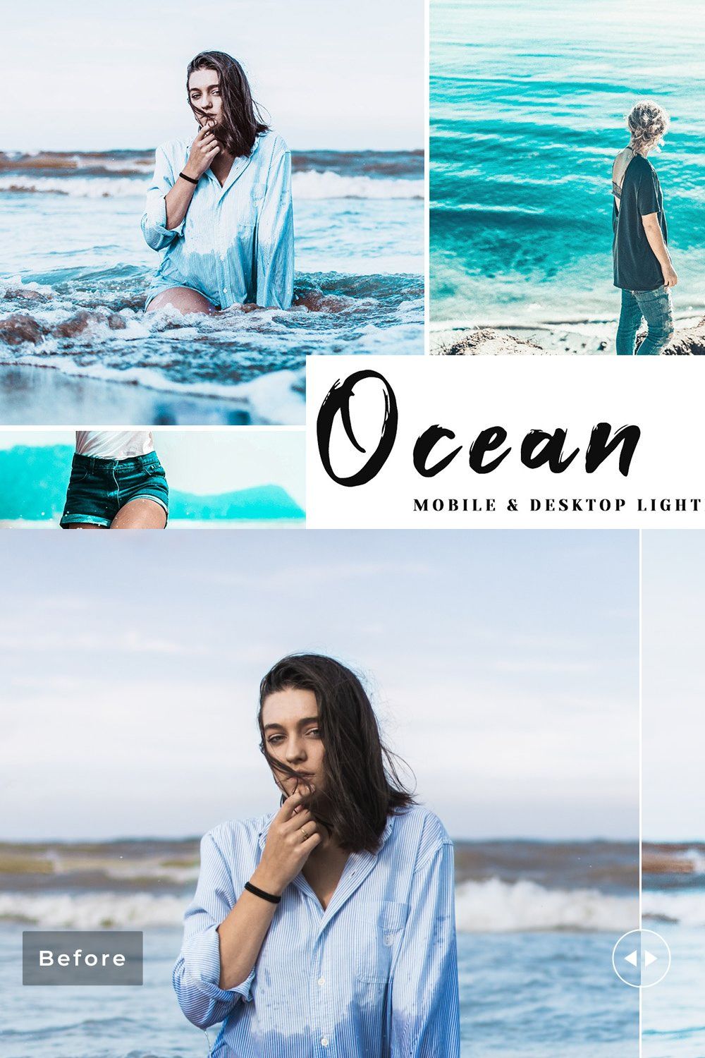 Ocean Blue Lightroom Presets Pack pinterest preview image.