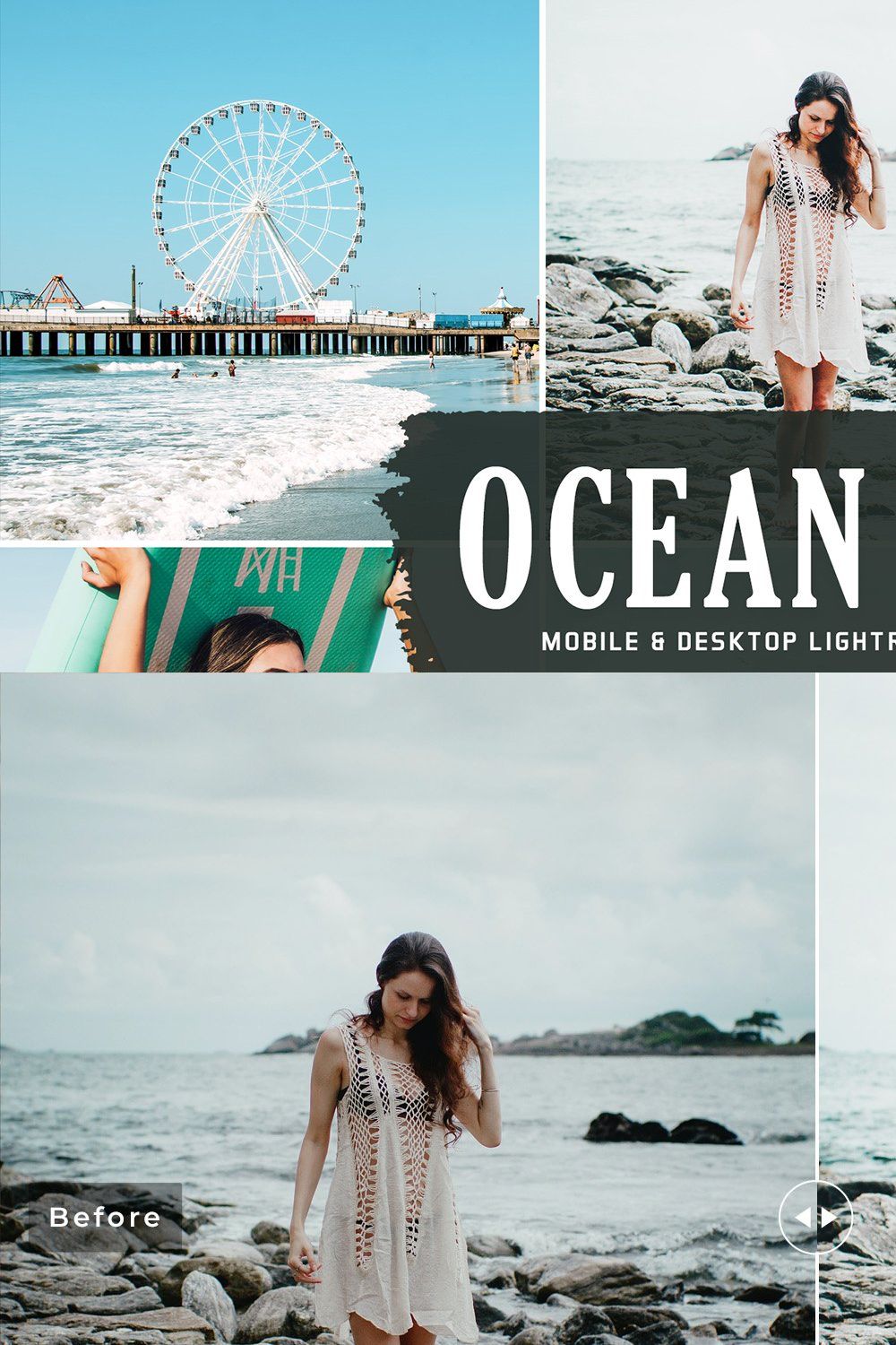 Ocean City Pro Lightroom Presets pinterest preview image.