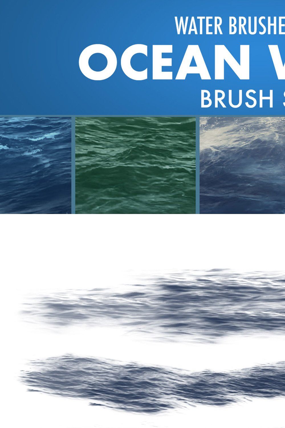 Ocean waves brush set pinterest preview image.