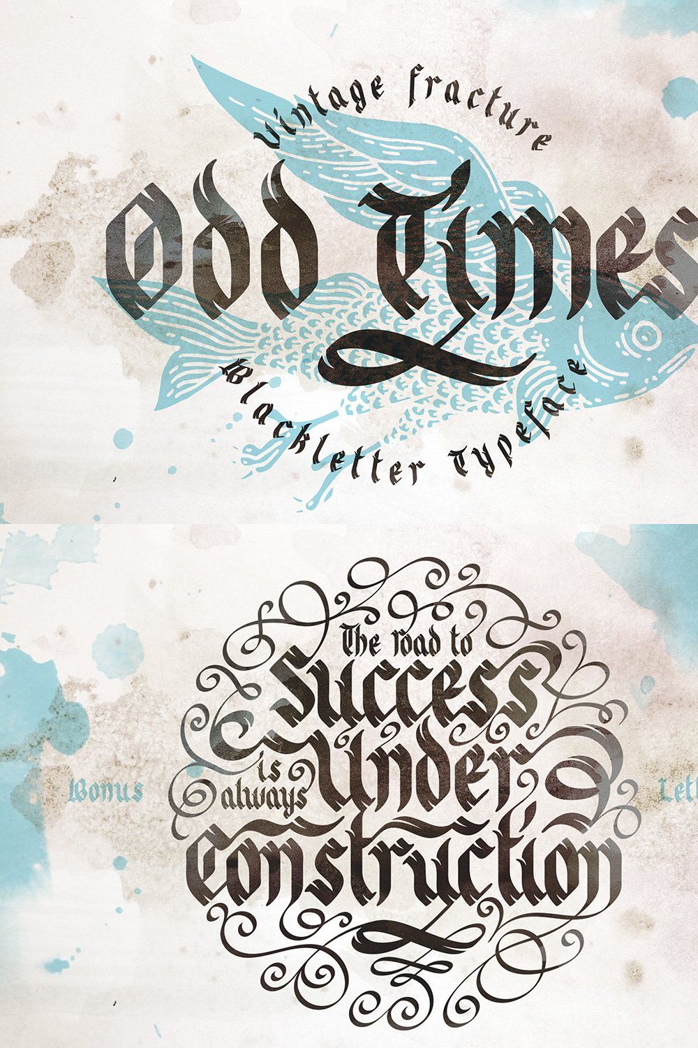 Odd times typeface + bonus graphics pinterest preview image.