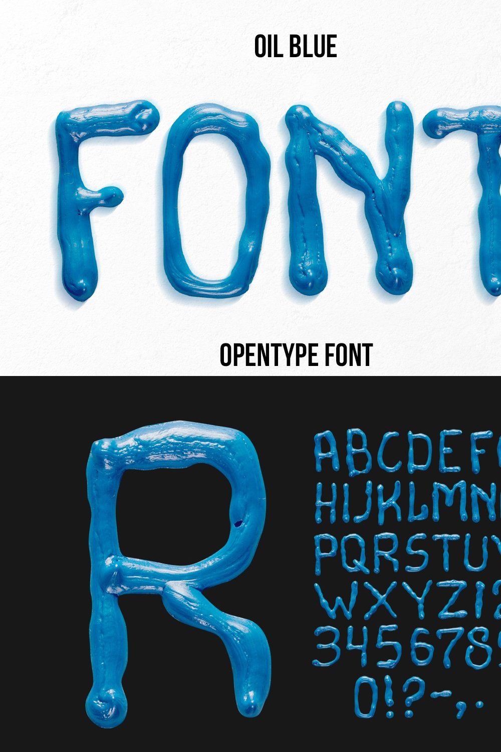 Oil Blue Font pinterest preview image.