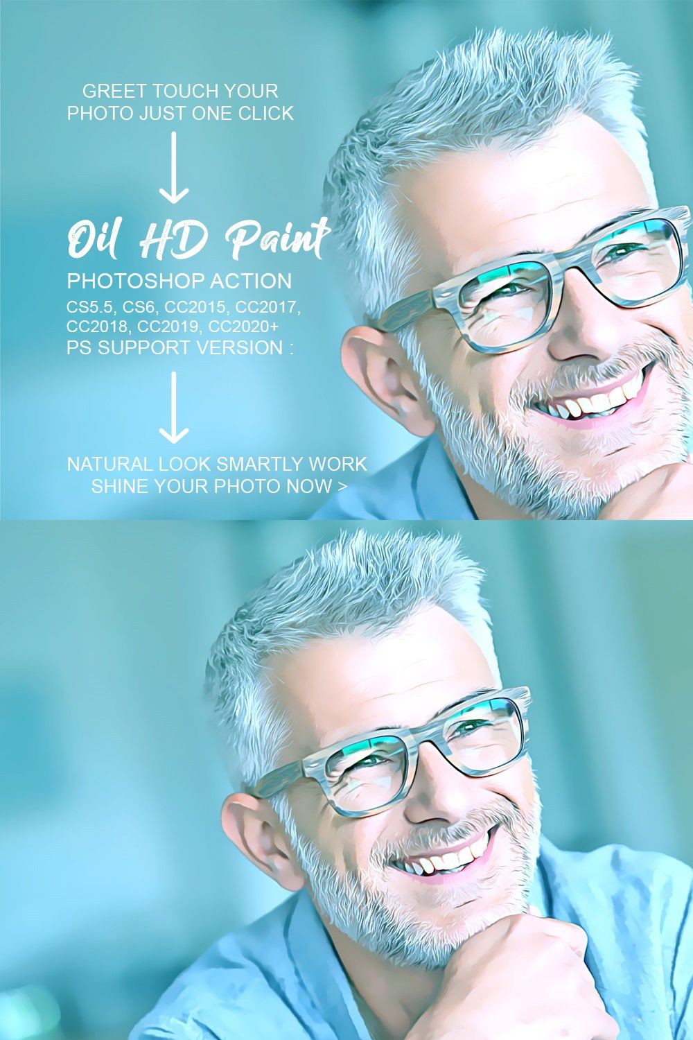 Oil HD Paint Photoshop Action pinterest preview image.