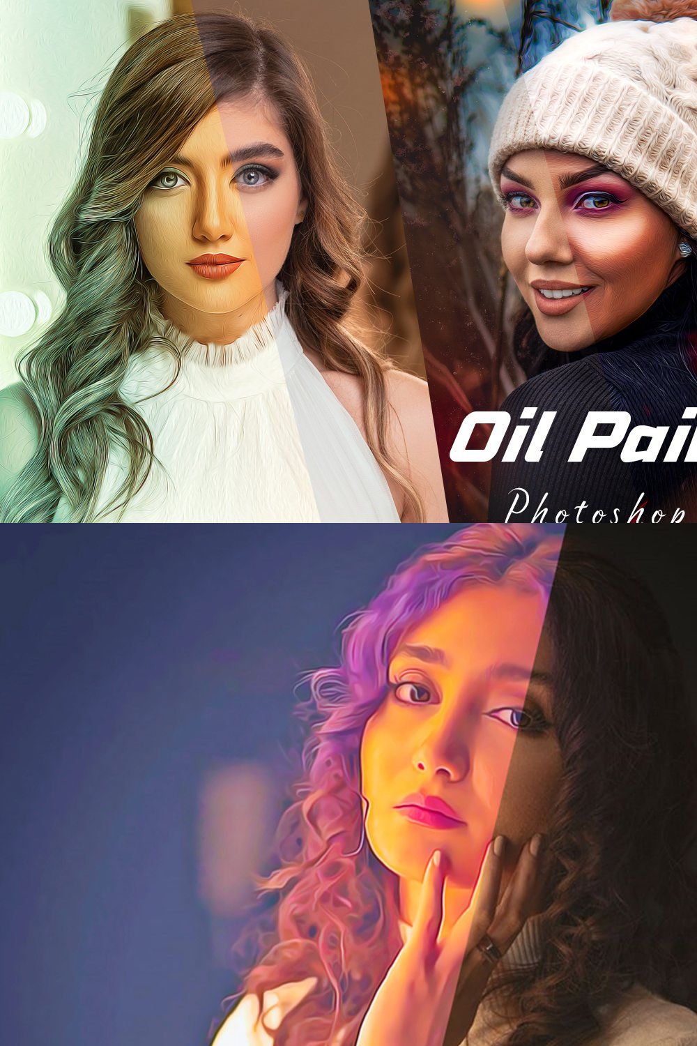 Oil Painting Photoshop Action pinterest preview image.