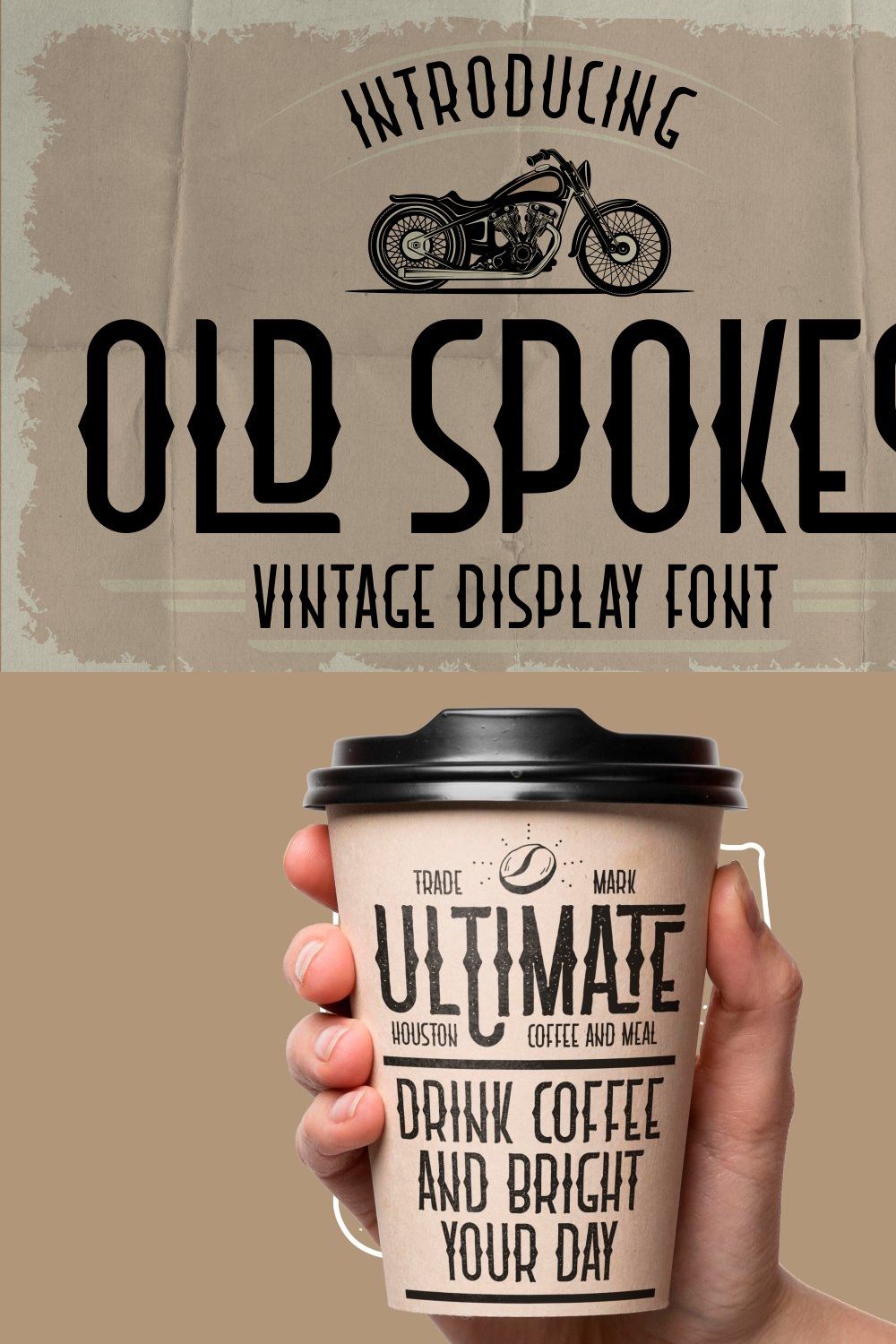 Old Spokes - Vintage Display Font pinterest preview image.