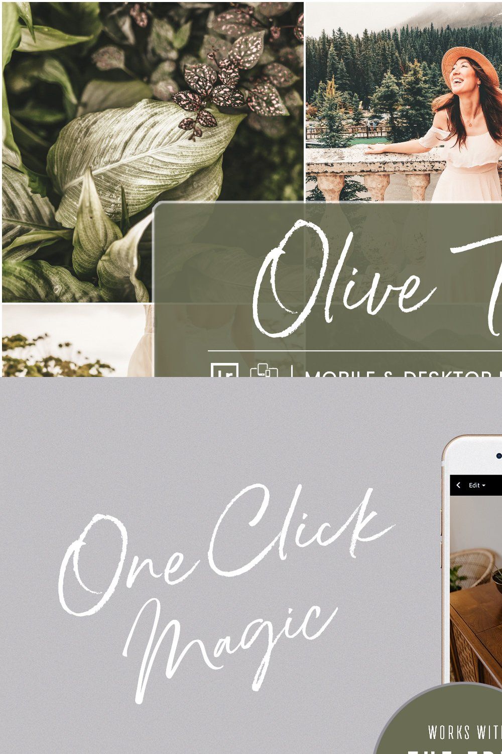 OLIVE TONES LIGHTROOM PRESETS pinterest preview image.