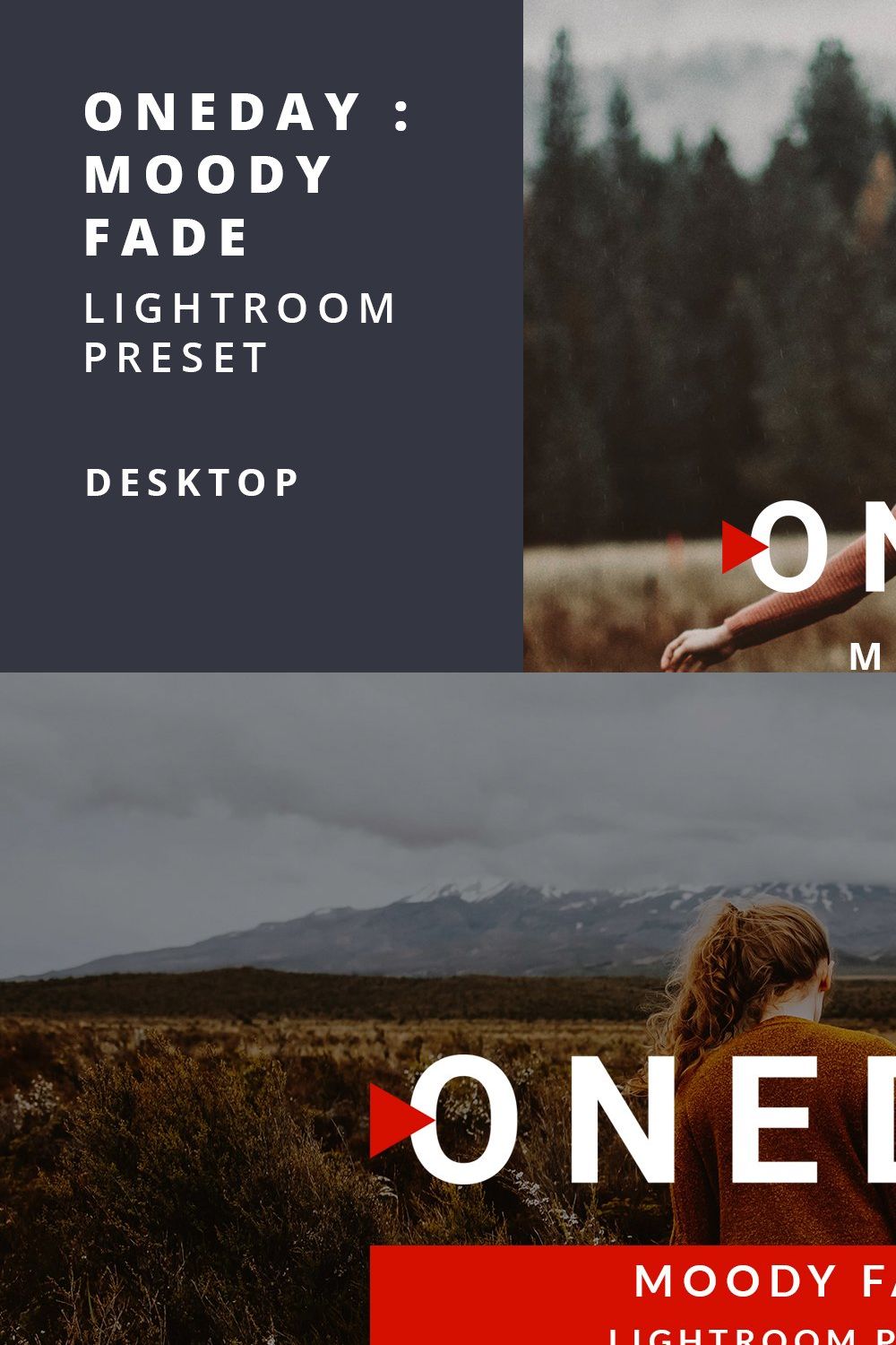 Oneday : Moody Fade Lightroom preset pinterest preview image.