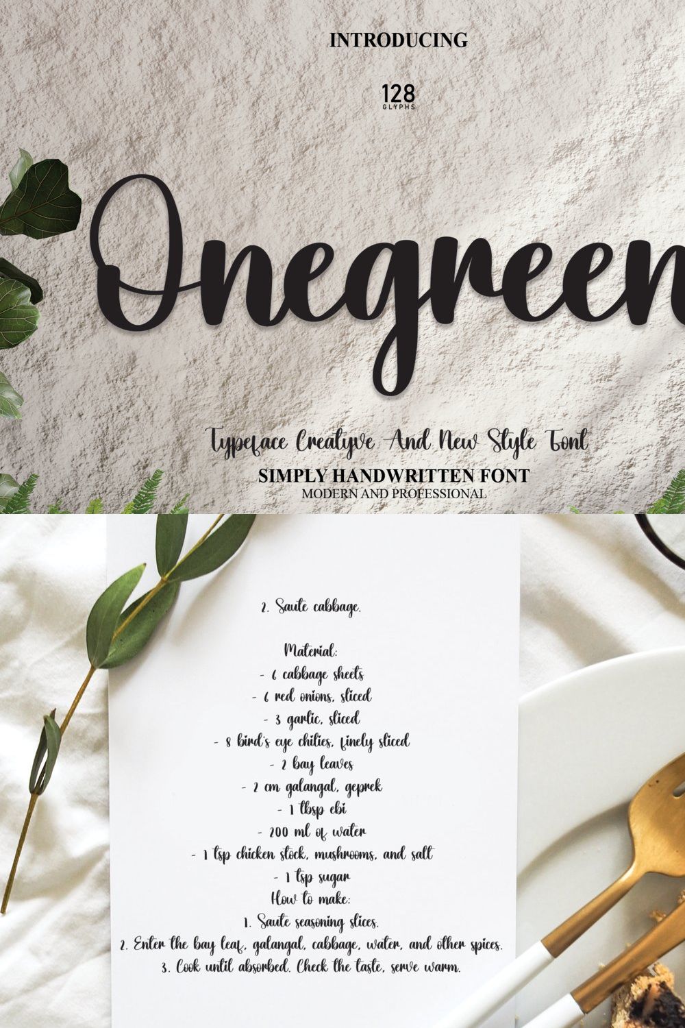 Onegreen | Script Font pinterest preview image.